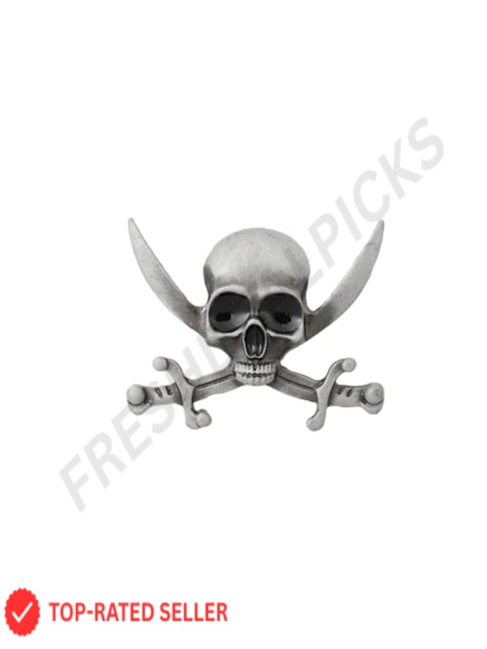 Gothic Skull Brooch Pin with Cross Sword Dagger Enamel